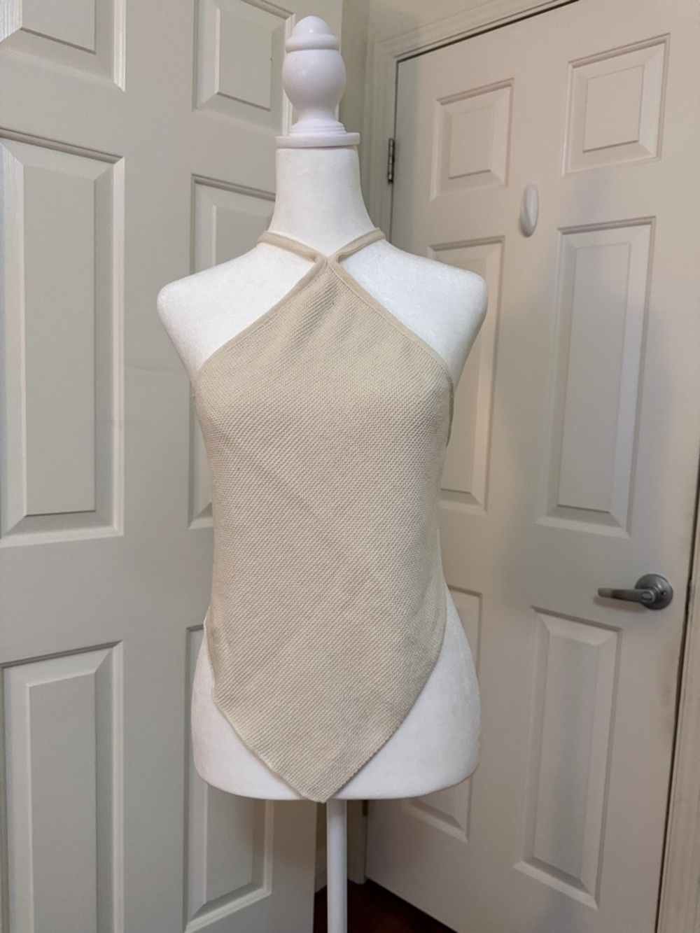 Zara Cream Halter Scarf-Point Knit Top